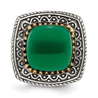 Sterling Silver Ring with 14K Green Onyx view 4