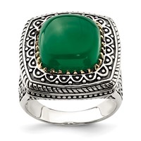 Sterling Silver Ring with 14K Green Onyx view 1