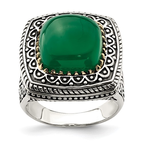 Sterling Silver Ring with 14K Green Onyx