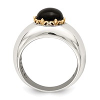 Sterling Silver Ring with 14K Round Black Onyx view 2