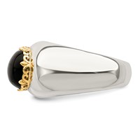 Sterling Silver Ring with 14K Round Black Onyx view 3