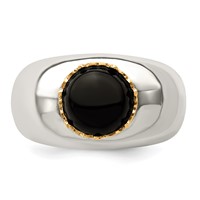 Sterling Silver Ring with 14K Round Black Onyx view 4