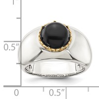 Sterling Silver Ring with 14K Round Black Onyx view 5