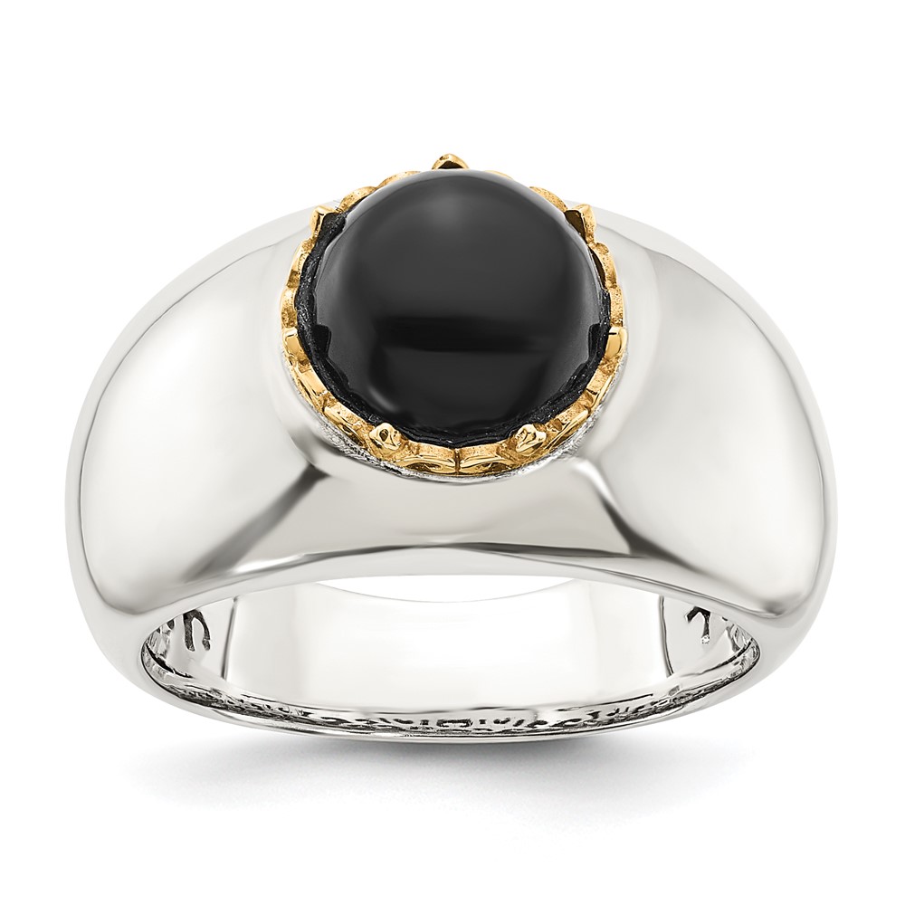 Sterling Silver Ring with 14K Round Black Onyx