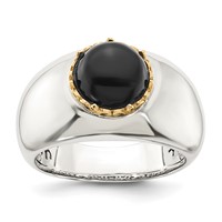 Sterling Silver Ring with 14K Round Black Onyx view 1