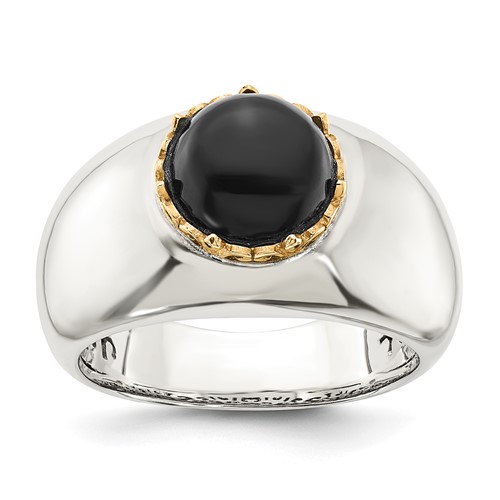 Sterling Silver Ring with 14K Round Black Onyx