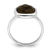 Sterling Silver Rhodium Plated Brown CZ Ring view 2