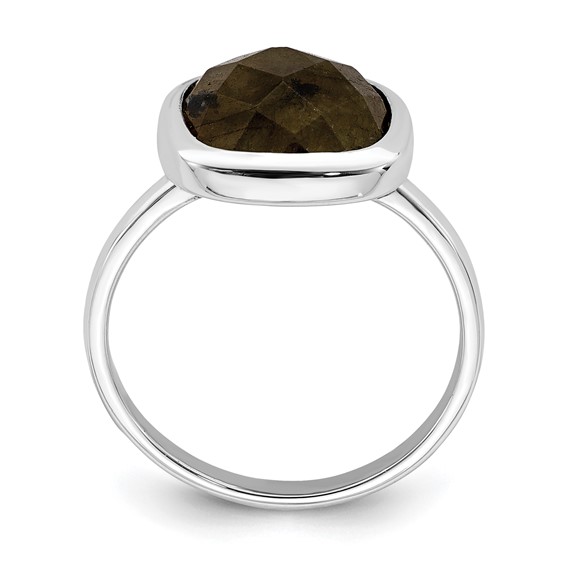 Sterling Silver Rhodium-plated Brown CZ Ring