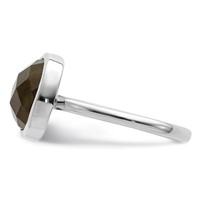 Sterling Silver Rhodium Plated Brown CZ Ring view 3