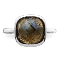 Sterling Silver Rhodium Plated Brown CZ Ring view 5