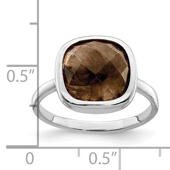 Sterling Silver Rhodium-plated Brown CZ Ring