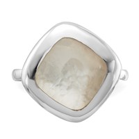 Sterling Silver Rhodium-plated Moon Mother of Pearl Ring view 4