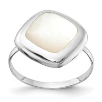 Sterling Silver Rhodium-plated Moon Mother of Pearl Ring view 1
