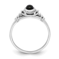Sterling Silver Rhodium-plated Ring with Black Oval Onyx Stone view 2