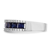 Sterling Silver Rhodium-plated Synthetic Blue Spinel & CZ Ring view 3