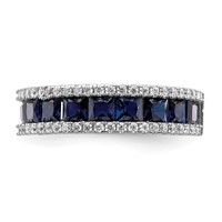 Sterling Silver Rhodium-plated Synthetic Blue Spinel & CZ Ring view 4