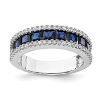 Sterling Silver Rhodium-plated Synthetic Blue Spinel & CZ Ring view 1