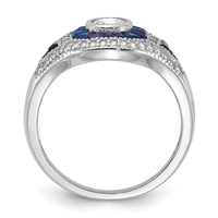 Sterling Silver Rhodium-plated Synthetic Blue Spinel & CZ Ring view 2