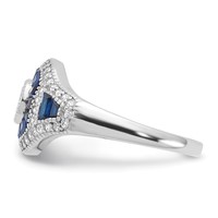 Sterling Silver Rhodium-plated Synthetic Blue Spinel & CZ Ring view 3