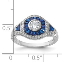 Sterling Silver Rhodium-plated Synthetic Blue Spinel & CZ Ring view 5