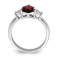 Sterling Silver Rhodium-plated Heart Garnet & White Topaz Ring view 2