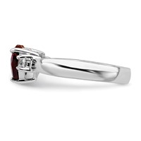 Sterling Silver Rhodium-plated Heart Garnet & White Topaz Ring view 3