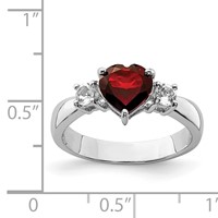Sterling Silver Rhodium-plated Heart Garnet & White Topaz Ring view 5