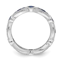 Sterling Silver Rhodium-plated Synthetic Blue Spinel Eternity Band view 2