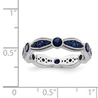 Sterling Silver Rhodium-plated Synthetic Blue Spinel Eternity Band view 4