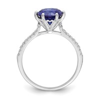 Sterling Silver Rhodium-plated Blue and White CZ Ring view 2