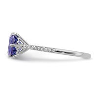 Sterling Silver Rhodium-plated Blue and White CZ Ring view 3