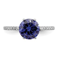 Sterling Silver Rhodium-plated Blue and White CZ Ring view 4