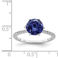 Sterling Silver Rhodium-plated Blue and White CZ Ring view 5