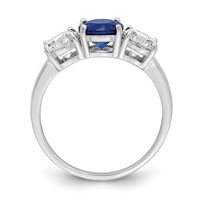 Sterling Silver Rhodium-plated Created Spinel & CZ 3 Stone Ring view 2