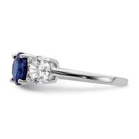 Sterling Silver Rhodium-plated Created Spinel & CZ 3 Stone Ring view 3