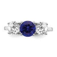 Sterling Silver Rhodium-plated Created Spinel & CZ 3 Stone Ring view 4
