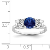 Sterling Silver Rhodium-plated Created Spinel & CZ 3 Stone Ring view 5