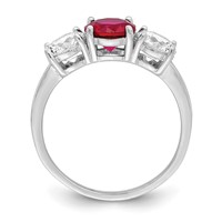 Sterling Silver Rhodium-plated Created Corundum & CZ 3 Stone Ring view 2