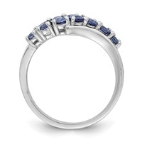 Sterling Silver Rhodium-plated 7-stone Blue CZ Ring view 2