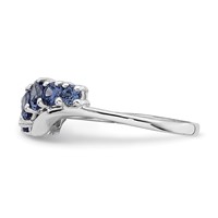 Sterling Silver Rhodium-plated 7-stone Blue CZ Ring view 3
