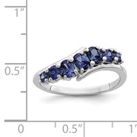 Sterling Silver Rhodium-plated 7-stone Blue CZ Ring view 5