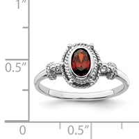 Sterling Silver Rhodium-plated Ring with Red Oval CZ Stone view 4