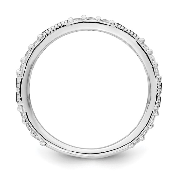 Sterling Silver Rhodium-plated Created Gemstone & CZ Rings