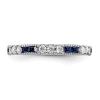 Sterling Silver Rhodium-plated Synthetic Blue Spinel & CZ Ring view 4