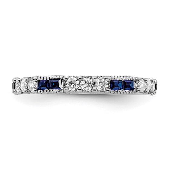 Sterling Silver Rhodium-plated Created Gemstone & CZ Rings