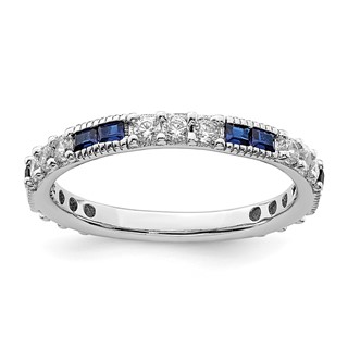 Sterling Silver Rhodium-plated Created Gemstone & CZ Rings