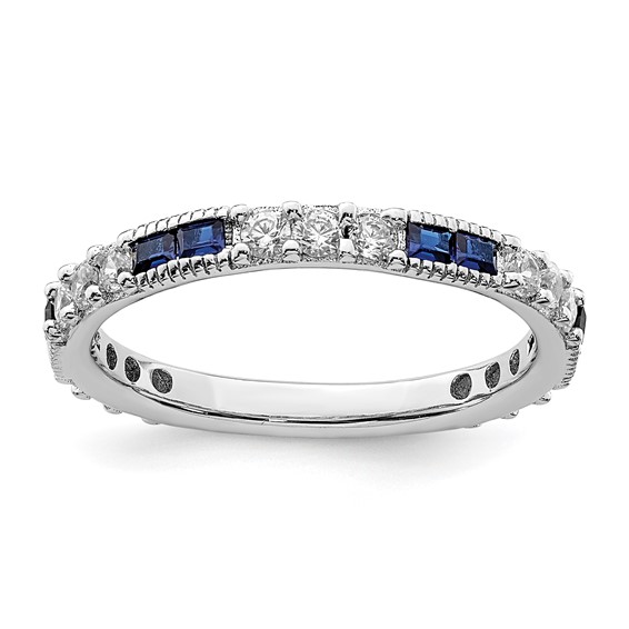 Sterling Silver Rhodium-plated Created Gemstone & CZ Rings