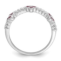Sterling Silver Rhodium Plated Red & Clear CZ Ring view 2
