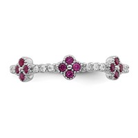 Sterling Silver Rhodium Plated Red & Clear CZ Ring view 5
