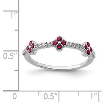 Sterling Silver Rhodium Plated Red & Clear CZ Ring view 3